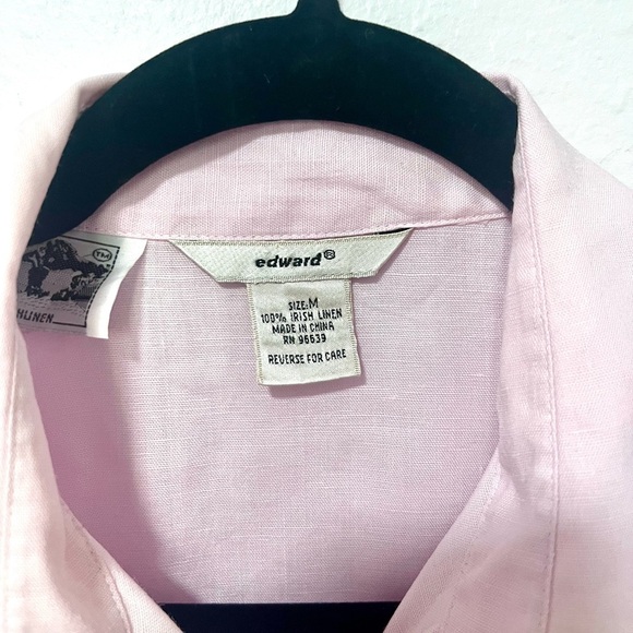 Edward Light embroidered Pink iris Linen Shirt MEDIUM - Picture 2 of 9